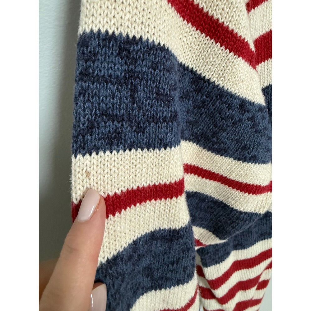 Vintage Maxwell Jason Americana Stars Stripes Sweater Red White Blue Pom Pom L - Picture 7 of 10